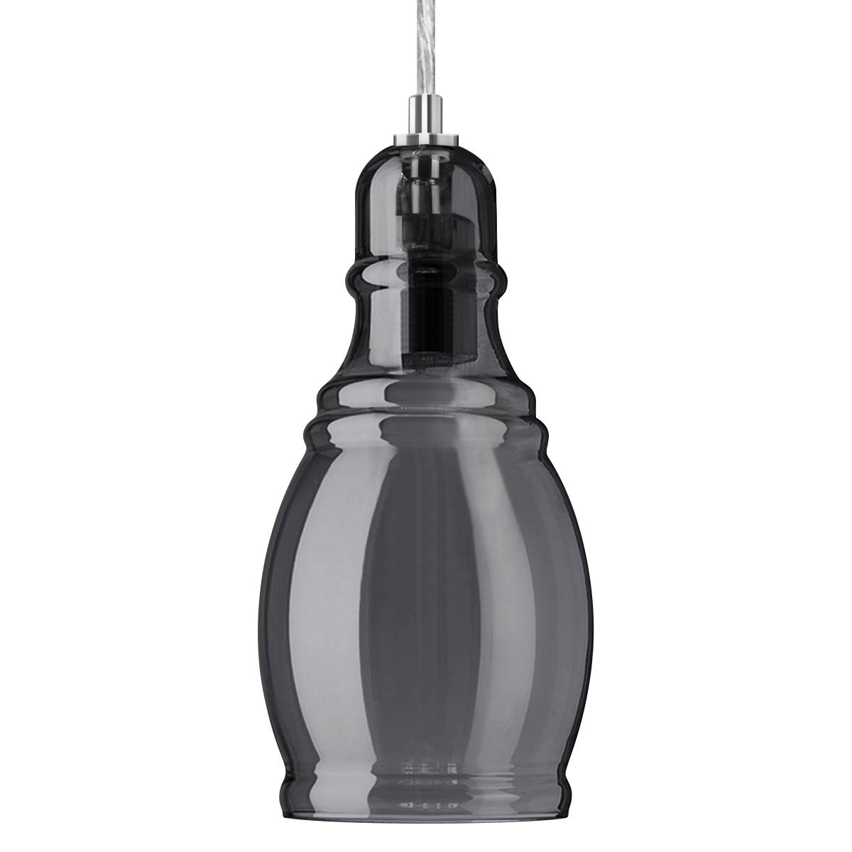 Energy Light Bulbs Slim Smoked Glass Ceiling Pendant Light - Grey - Image 3