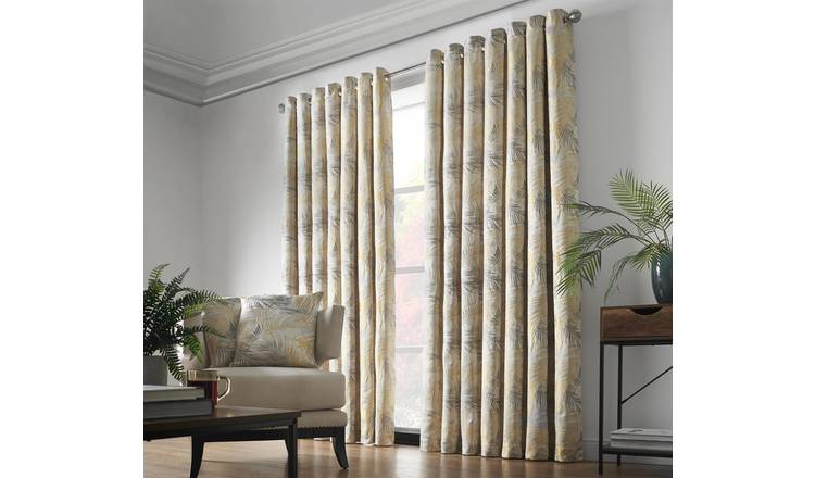Alan Symonds Fiji Eyelet Curtains - Ochre - 168 x 229cm