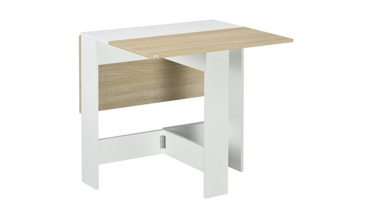 HOMCOM 4-6 Seater Folding Drop Leaf Dining Table- Oak