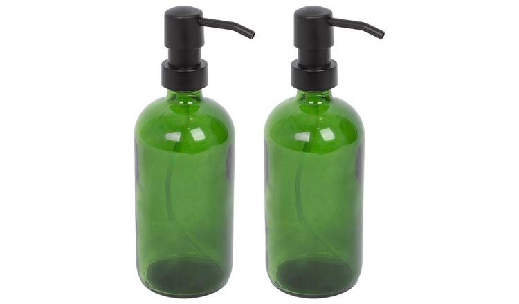 Harbour Housewares Glass Soap Dispensers  - Green - Pack of 2