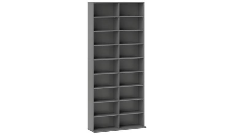 HOMCOM CD Storage Unit with 14 Adjustable Shelves - Grey