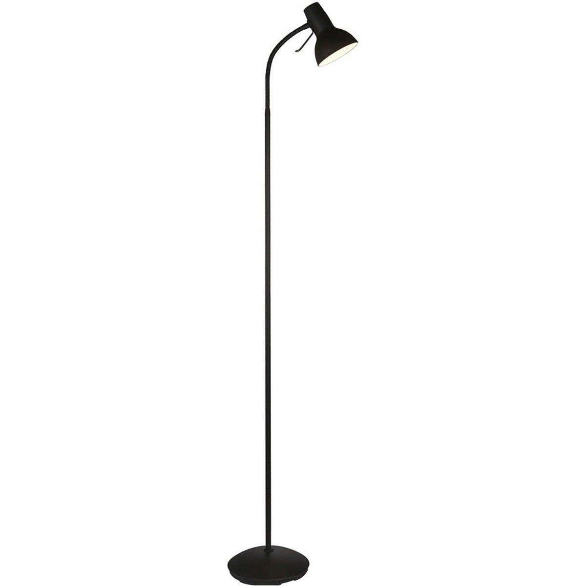 Loops Direct 23cm LED Compatible Steel Floor Lamp - Matt Black - Image 1