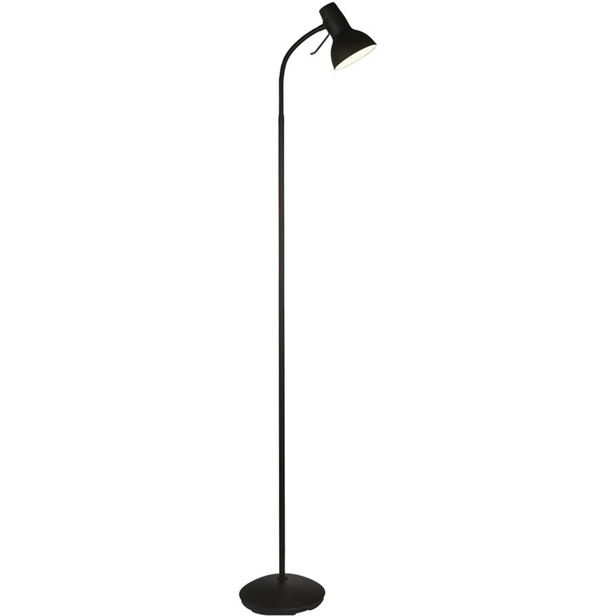 Loops Direct 23cm LED Compatible Steel Floor Lamp - Matt Black - Image 1