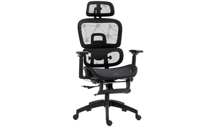 HOMCOM Mesh Swivel Office Chair with Armrest and Headrest - Black