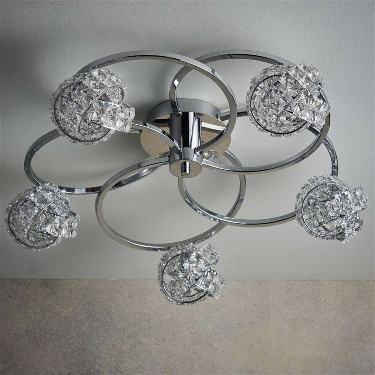 Loops Direct Steel and Glass Semi Flush Ceiling Light - Chrome and Clear - Image 2