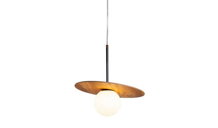 Elstead Orbit Dome Pendant Light - Teak