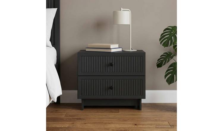 Walplus Engineered Wood Bedside Cabinet - Black - 62 x 34.5 x 47.5 cm