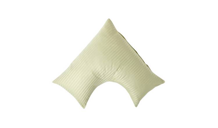 Homescapes Egyptian Cotton Satin Stripe V Shaped Pillowcase - Sage Green