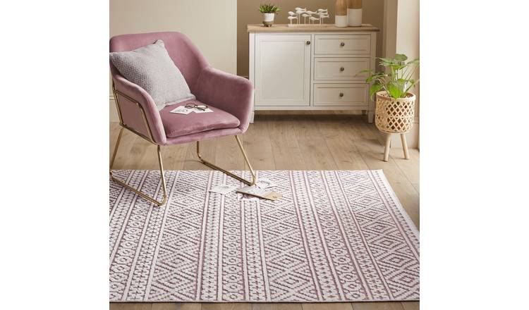Mega Flooring Pink Modern Geometric Rug - 160 x 220cm