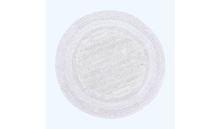 Homescapes Cotton Reversible Round Bath Mat - White