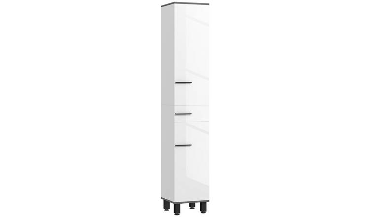 HOMCOM Tall Bathroom Cabine with Adjustable Shelves and Drawer - White