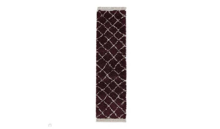Mega Flooring Purple Shaggy Geometric Rug - 60 x 230cm