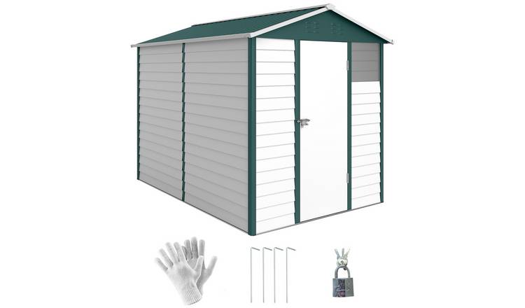 Outsunny Metal Garden Shed with Window and Lockable Door - Green