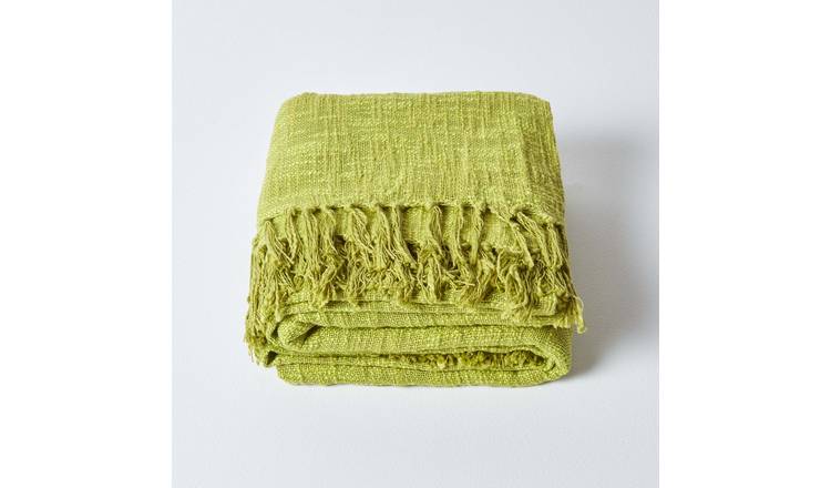 Homescapes Slub Cotton Nirvana Throw - 255 x 360 cm - Lime