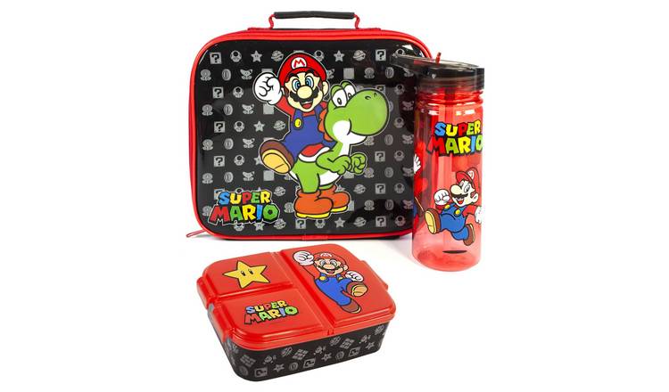 Nintendo Kids Unisex Lunch Bag Bottle and Snack Pot - Black