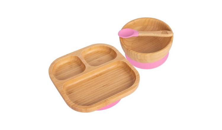 Tiny Dining Children's Bamboo Suction Dinner Set - Pink