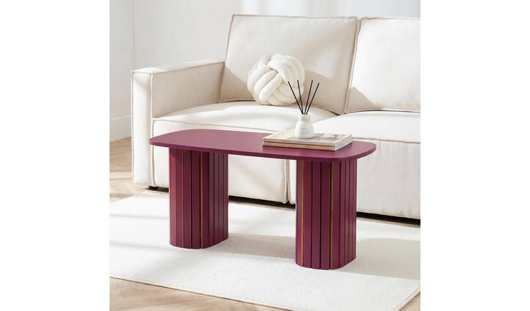 OHS Madison Ribbed Coffee Table - Dark Berry