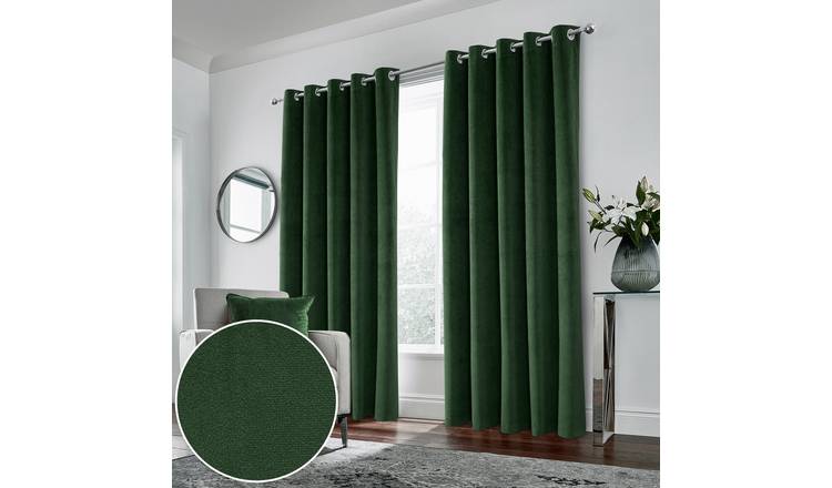 Enhanced Living Hampton Eyelet Blackout Thermal Curtains - 117 x 137cm - Green