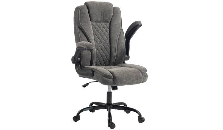HOMCOM Padded Flip-up Armrest Ergonomic Executive Desk Chair - Dark Grey