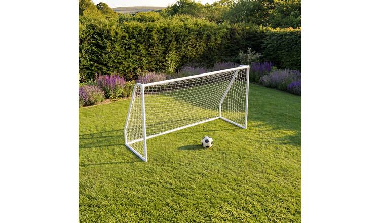 Charles Bentley Junior 8ftx4ft Plastic White Football Goal Inc. Net - White