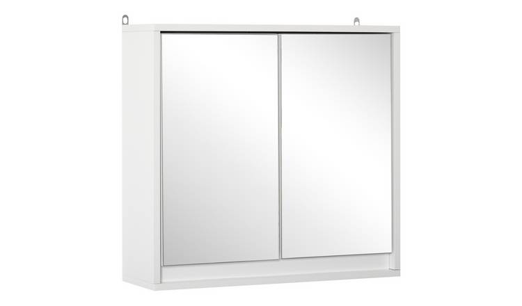 HOMCOM Wall Mounted Mirror Cabinet with Storage Shelf - White