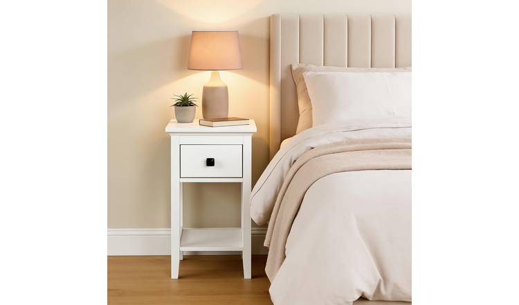 Home Source Bellevue 1 Drawer Bedside Table - White