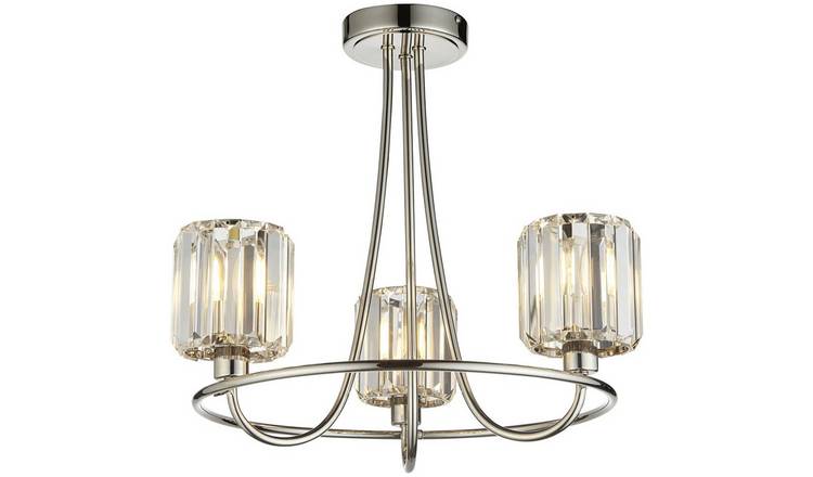 Loops Direct Steel Semi Flush Ceiling Light - Bright Nickel