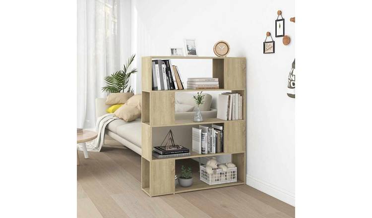 Walplus Engineered Wood Book Cabinet - Light Oak - 100 x 24 x 124 cm