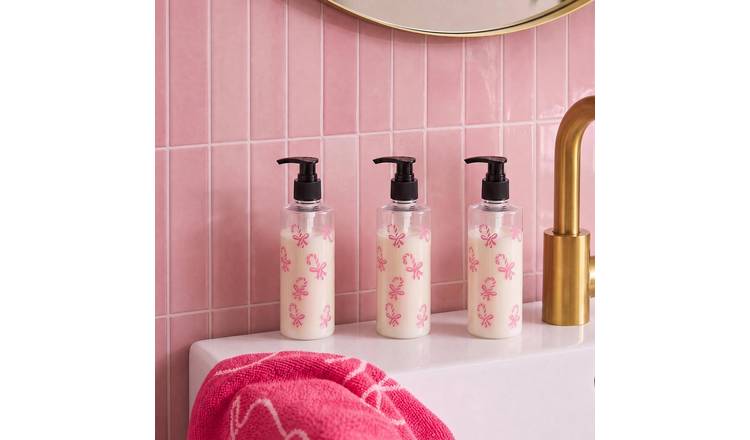 OHS 3 Pack Candy Cane Print Dispenser Bottles - Pink
