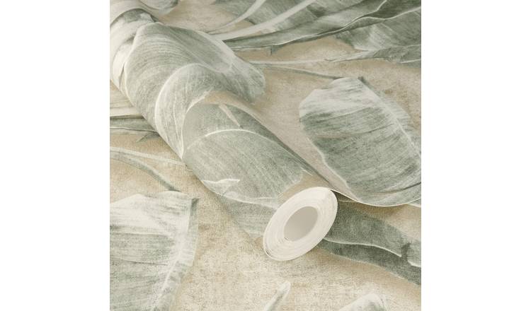 Rasch x Tesa Cuba Tropical Leaves Peel Stick Textured Wallpaper - Green