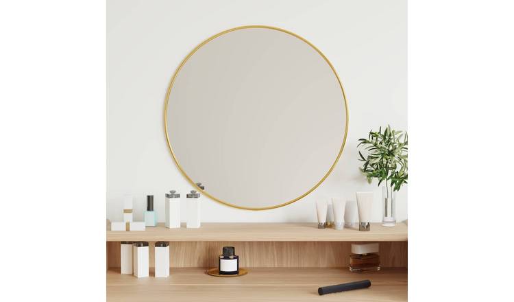 Walplus Round Glass Wall Mirror - Gold - 50 cm