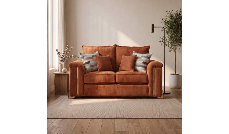 Somnior Oscar Sherpa Columbus Fabric 2 Seater Sofa - Orange