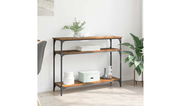 Walplus 2 Shelf Engineered Wood Console Table - Old Wood - 100 x 29 x 75 cm