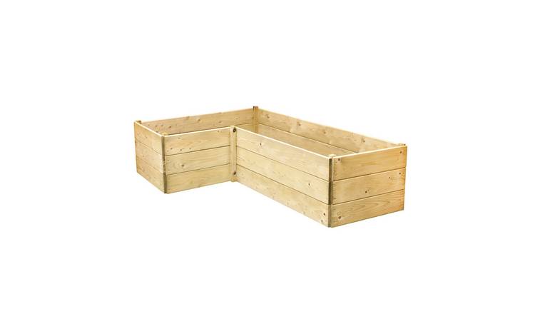 Greena L-Shaped Wooden Raised Bed - 60 x 120cm, Height 45cm
