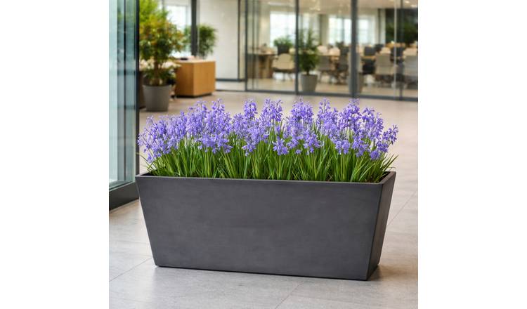Fargro Home and Garden 89L Polystone Wide Rectangular Planter - Charcoal Black