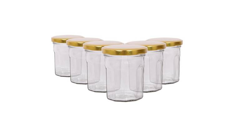 Argon Tableware Glass Jam Jars with Lids - Pack of 6