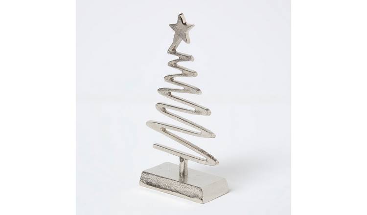 Homescapes Coiled Tree Ornament with Star - Silver
