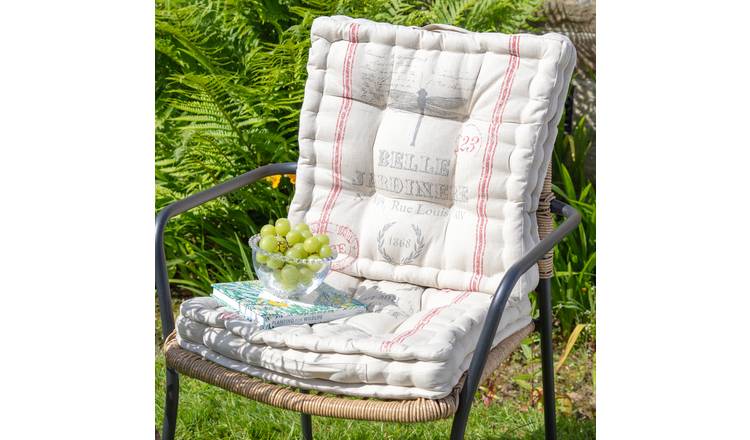 Dibor Set of 2 Belle Jardinere Outdoor Garden Chair Cushion Seat Pads - Cream