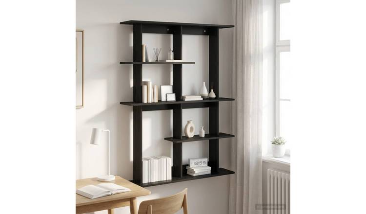 Walplus Engineered Wood Wall Shelf - Dark Oak - 102 x 20 x 130 cm