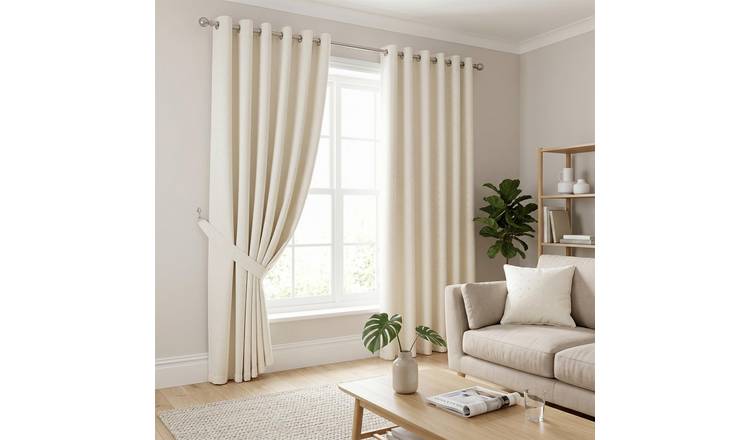 Luxury Living Adi Lined Eyelet Curtains 168cm x 137cm - Cream