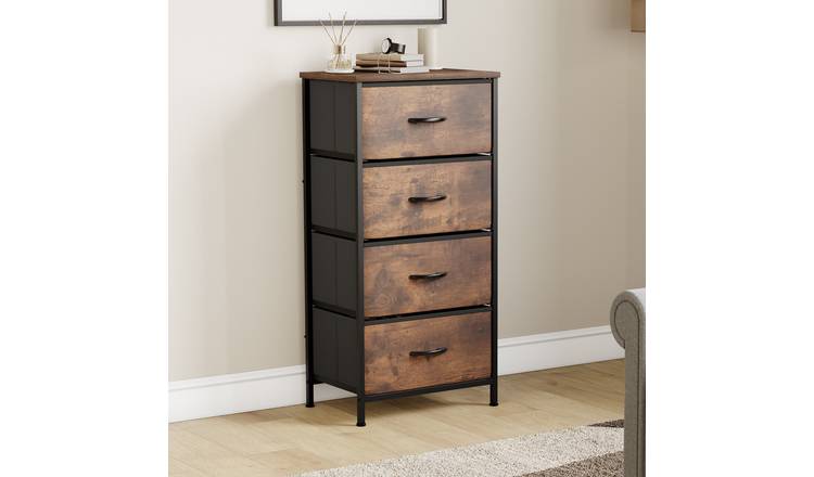 Vida Designs Chorley 4 Drawer Fabric Drawer Chest - Rustic Brown