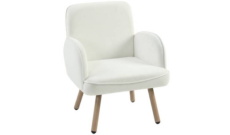 HOMCOM Velvet Modern AModern Lounge Chair for Living Room - Cream