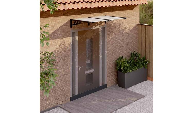 Walplus Polycarbonate Door Canopy - Black and Transparent - 152.5 x 90 x 27.5 cm