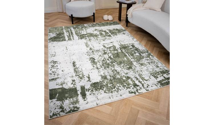 The Rugs Green Elaris Abstract Weathered Distressed Rug - 120 x 170cm