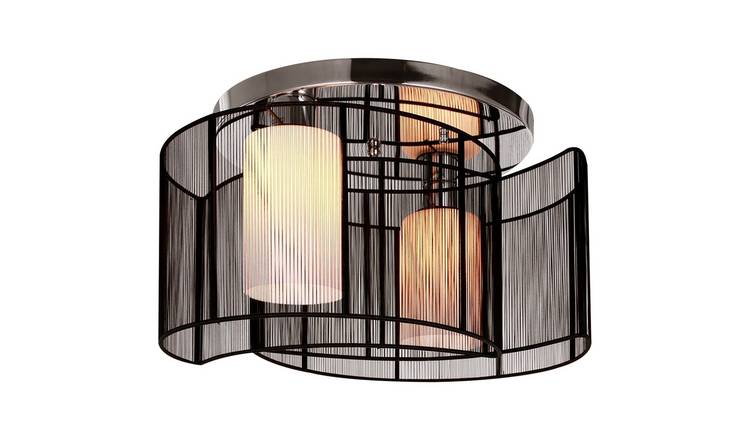HOMCOM Modern Semi Flush Mount Ceiling Light - White and Black