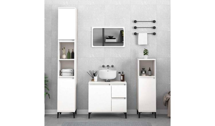 Walplus Engineered Wood Bathroom Cabinet - White - 30 x 30 x 190 cm