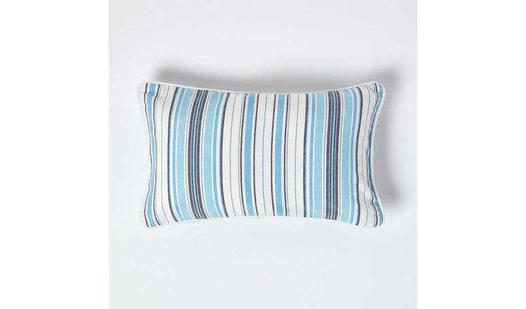 Homescapes Blue Cotton New England Stripe Rectangular Cushion Cover - 30 x 50 cm