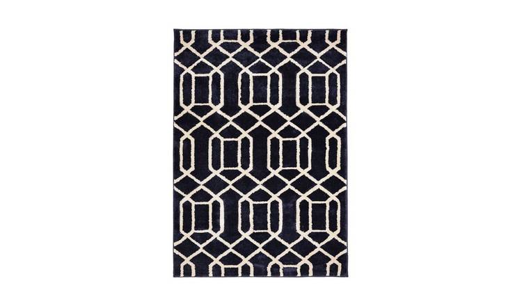 Mega Flooring Blue Modern Geometric Rug - 80 x 150cm