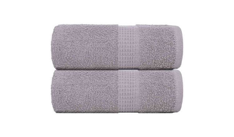 Walplus Pack of 2 Cotton Guest Towels - Grey - 30 x 50 cm