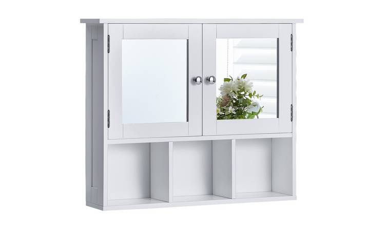 Bath Vida Priano 2 Door Mirrored Wall Cabinet With 3 Compartments - White